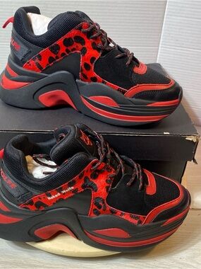 Naked Wolfe Track Chunky Platform Sneaker Red Black New Women’s Size 10
